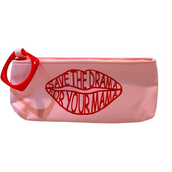 Y2K Bracelet Lips Bag “Save The Drama For Your Mama” Pink Wristlet Clutch‎ Bag - Picture 2 of 7